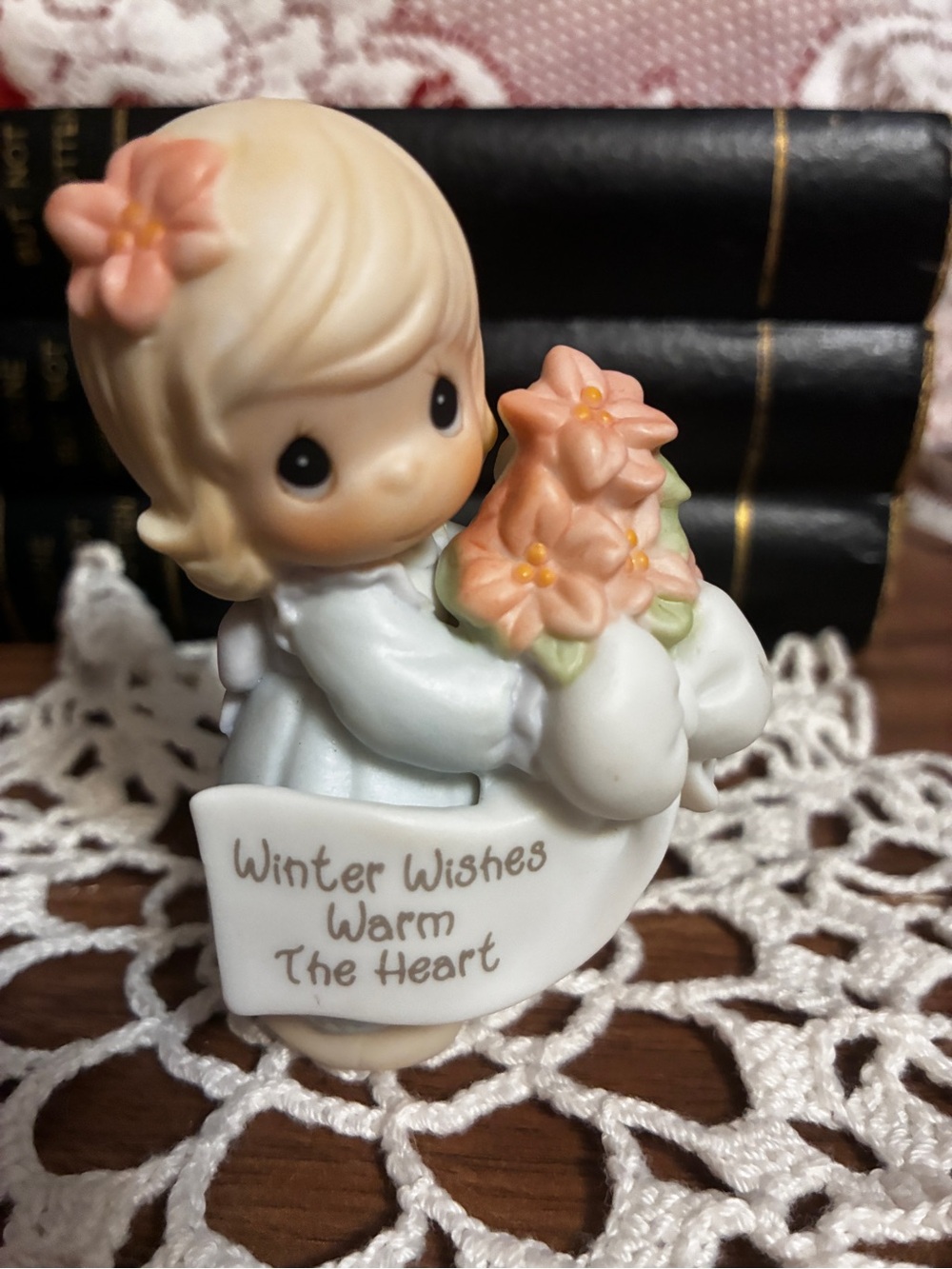 Vintage Warm Winter Wishes Blind girl Porcelain Figurine 2000